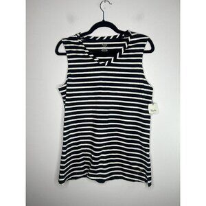 Rafaella Weekend Womens Black White Stripes Tank Sleeveless Size Small NWT